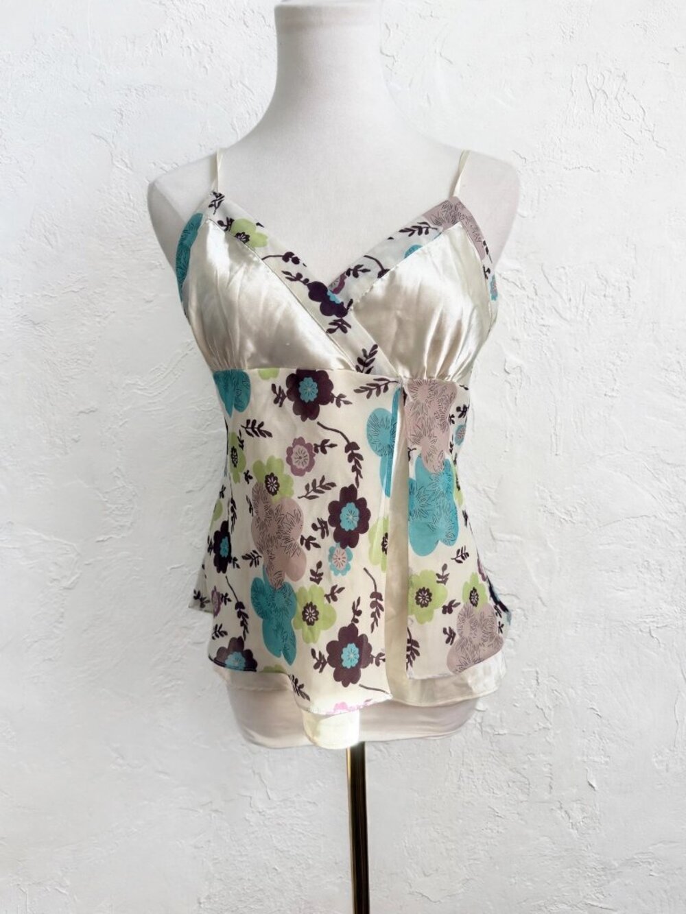 Floral Y2K Satin Camisole Top Fairycore S